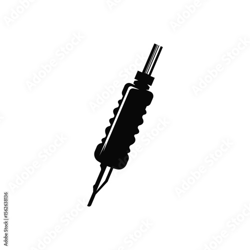black silhouette illustration logo tattoo machine with vintage old retro minimalist concept template symbol tattoo studio design