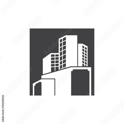 High rise building logo design with real estate apartment construction concept simple template illustration