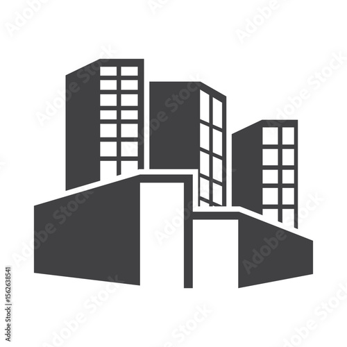 High rise building logo design with real estate apartment construction concept simple template illustration