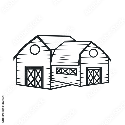 farm house design simple barn livestock logo concept illustration of a farm barn with a simple line concept, old vintage, antique, business brand symbol template