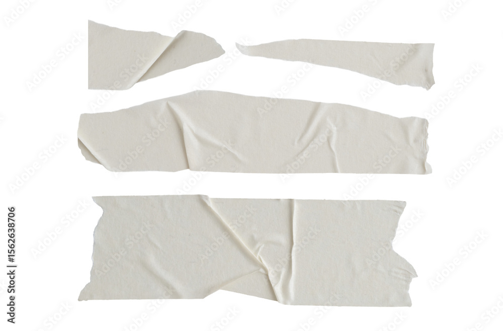 Obraz premium Pieces of corrugated masking tape with torn edges stuck to a wall, with transparent background png