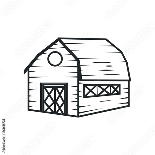 farm house design simple barn livestock logo concept illustration of a farm barn with a simple line concept, old vintage, antique, business brand symbol template
