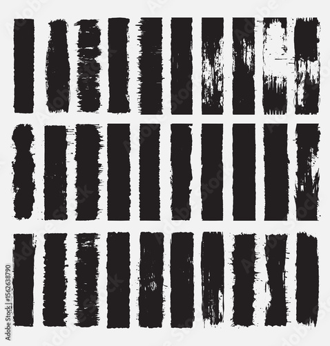 Rows of thick uneven black brush strokes on a light gray background