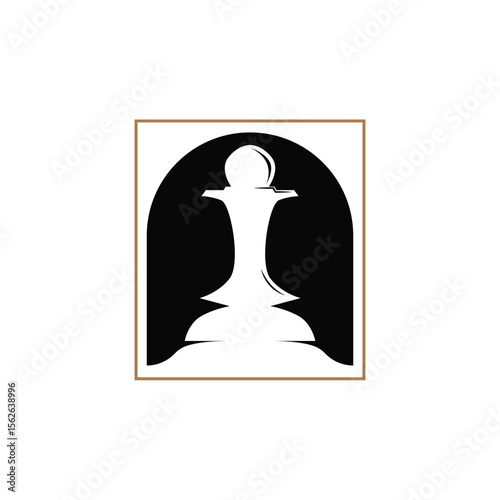 simple design chess logo chess game concept silhouette vintage retro template