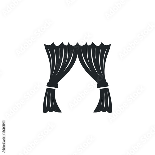 home decoration design with simple minimalist curtain logo concept, window decoration template illustration for business brand
