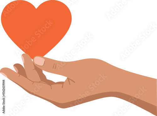 Hand holding red heart symbol for love care compassion and support concept vector illustration
