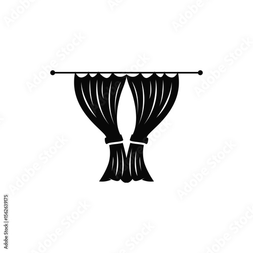 home decoration design with simple minimalist curtain logo concept, window decoration template illustration for business brand