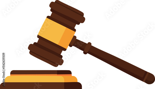 Judge gavel and sound block wooden justice law legal court symbol vector illustration