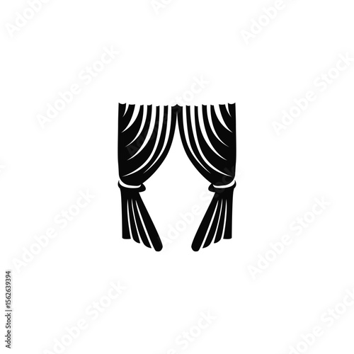 home decoration design with simple minimalist curtain logo concept, window decoration template illustration for business brand