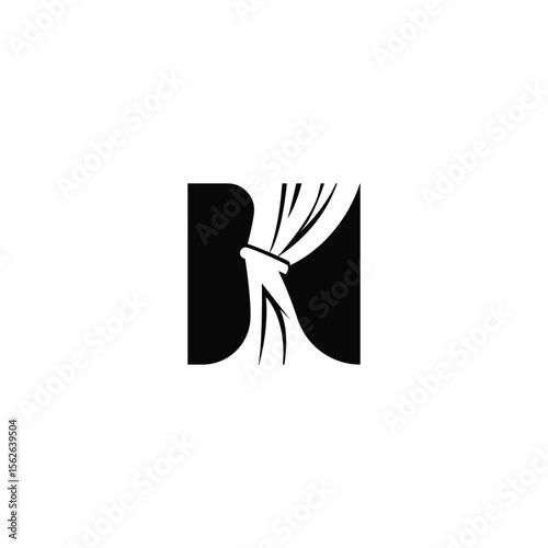 home decoration design with simple minimalist curtain logo concept, window decoration template illustration for business brand