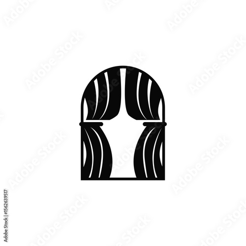 home decoration design with simple minimalist curtain logo concept, window decoration template illustration for business brand