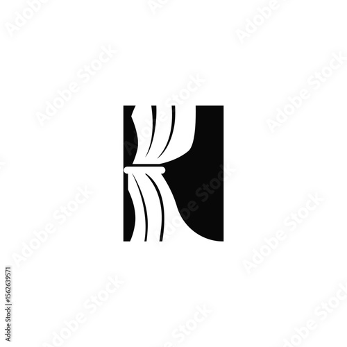 home decoration design with simple minimalist curtain logo concept, window decoration template illustration for business brand