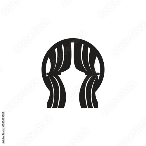 home decoration design with simple minimalist curtain logo concept, window decoration template illustration for business brand