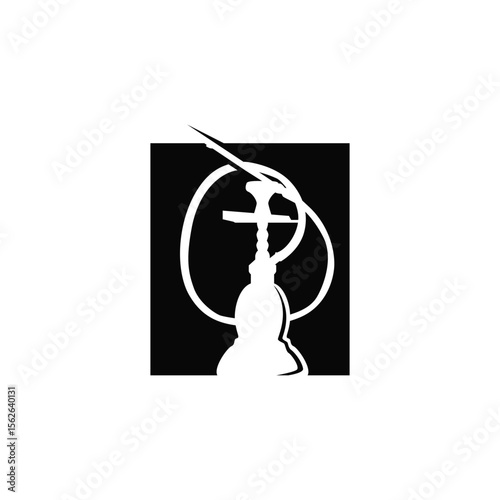 Old retro vintage design hookah logo shisha bar concept simple minimalist retro illustration templet symbol brand bar, restaurant, shop, and business brand