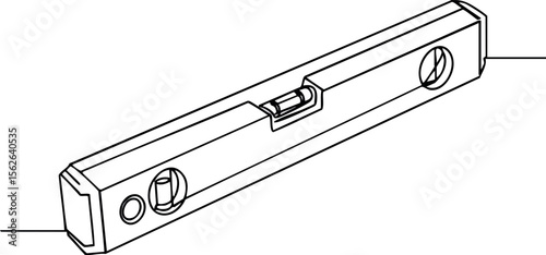 Spirit level tool vector line art design for precise horizontal measurement and construction accuracy