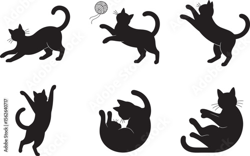 Playful Black Cat Silhouettes A Collection of Feline Poses