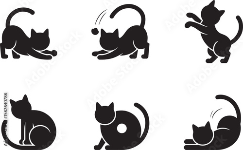 Adorable Cat Poses A Collection of Playful Kitten Illustrations