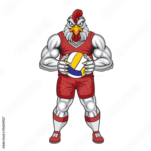 volleyball mascot chicken vector illustration chicken volleyball design
