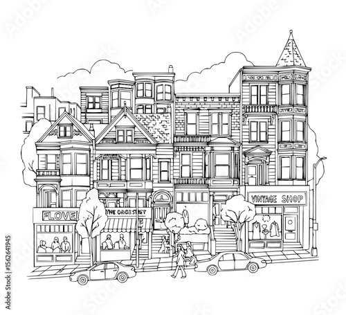 Line Art of Haight Street, San Francisco