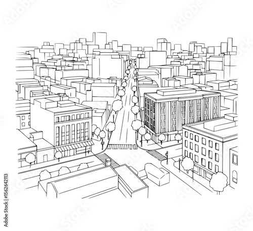 Line Art of K Street, Washington D.C.