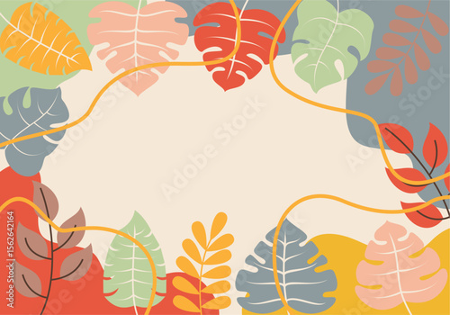 Vector horizontal template in simple trendy flat style with place for text