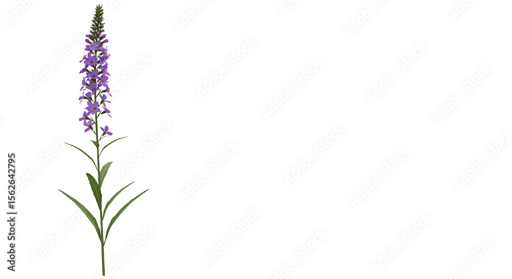 Naklejka premium Beautiful illustration featuring a violet flower against a pristine white backdrop