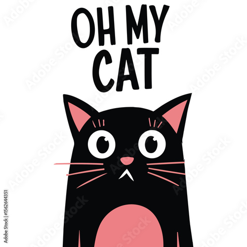 Black cat exclamation with fish pattern background vector