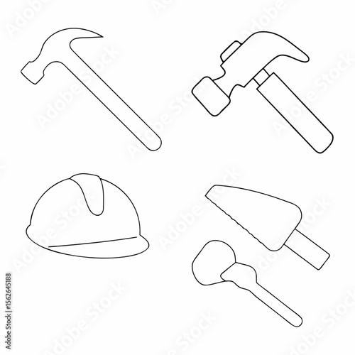 Labor equipment icon set line art vector on a white background