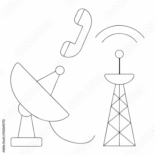 Telecommunications icon set silhouette vector on a white background