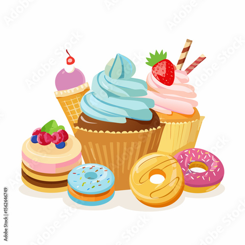 Assortment of Delicious Sweets and Desserts