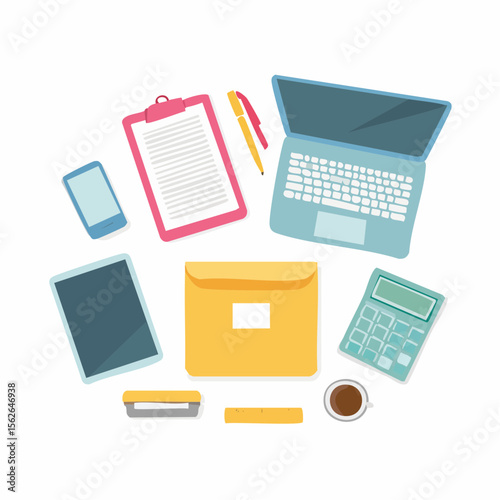 Digital Technology Devices Icon Set for Work and Communication