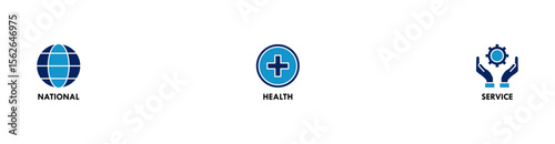 Free Download NHS banner web icon vector illustration concept of national health service with icon of globe, hospital, health insurance, ambulance, patient, and medical apps - GFXLoad