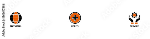 Free Download NHS banner web icon vector illustration concept of national health service with icon of globe, hospital, health insurance, ambulance, patient, and medical apps - GFXLoad