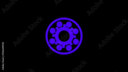  Bearing  blue ball on black background .