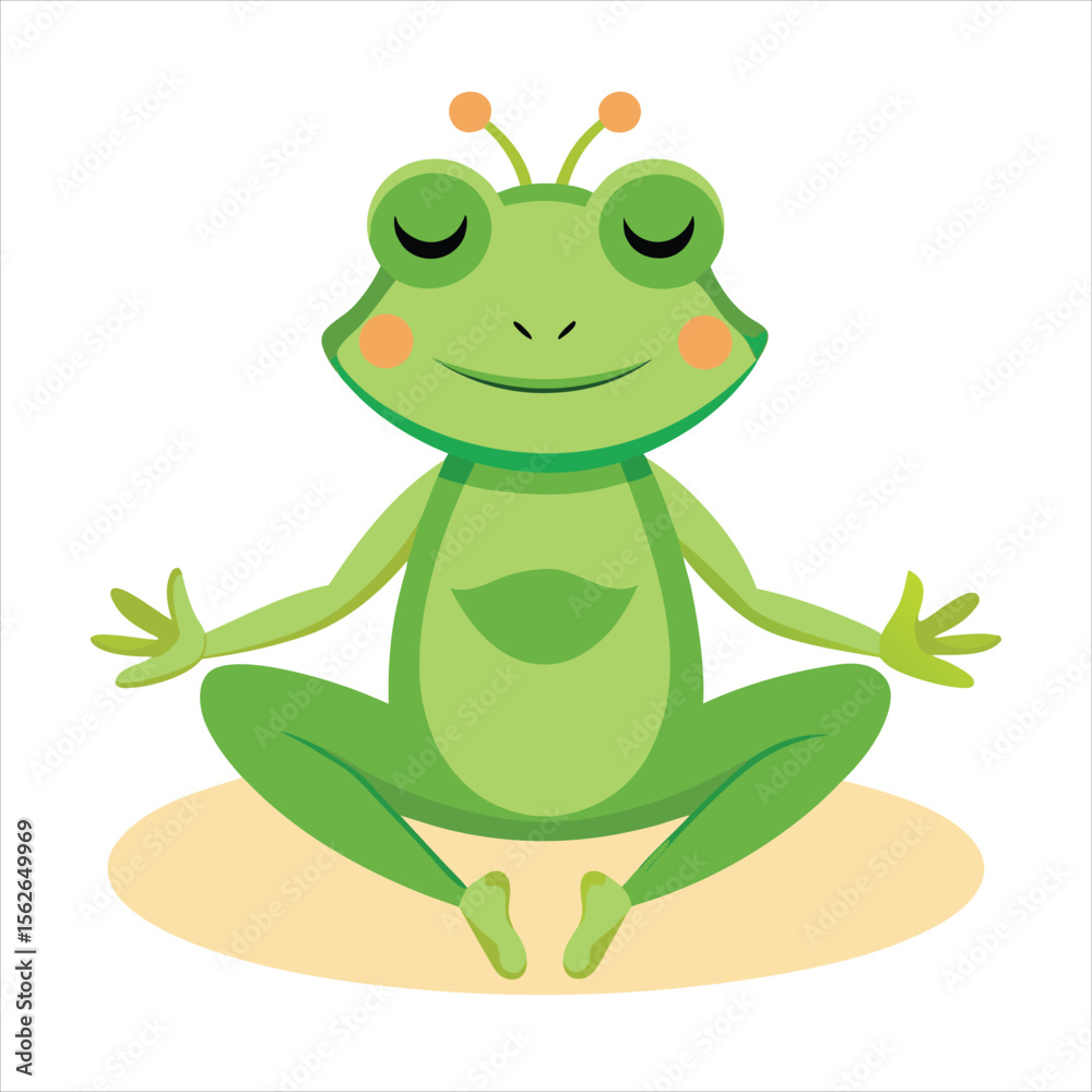 Cartoon frog in yoga meditation pose isolated on white background Cartoon frog in yoga meditation pose isolated on white background