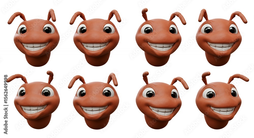 Obraz premium Ant cartoon characters friendly faces
