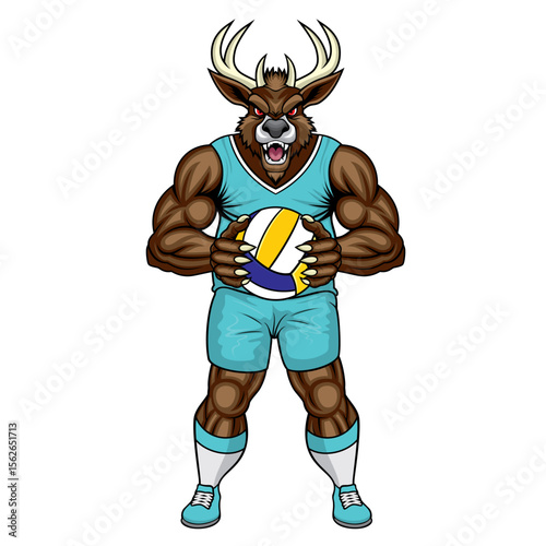 volleyball mascot deer vector illustration deer volleyball design