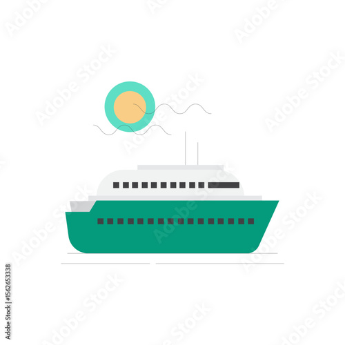 Modern cruise ship silhouette icon for maritime and travel design