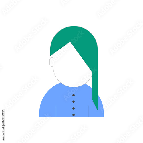Simple and modern female avatar icon for user profiles and digital interfaces
