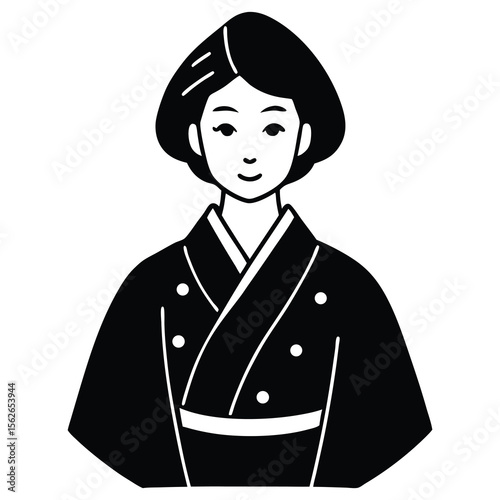 Kimono woman illustration material vector
