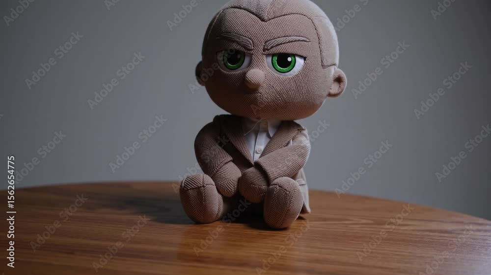 Poupée en costume sur une table en bois
