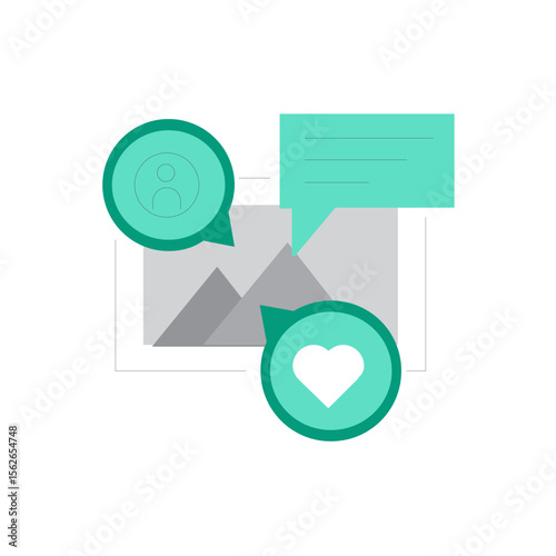 Stylized icon representing photo tagging and image organization for digital platforms