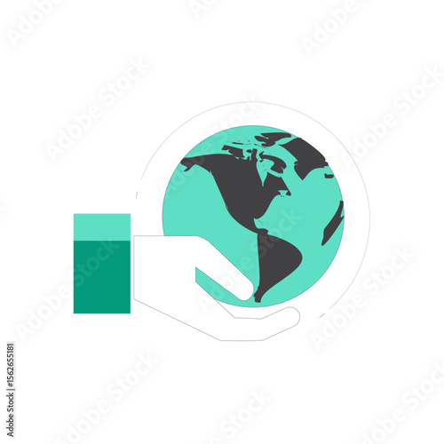 Stylized icon depicting a planet being cradled and protected by hands
