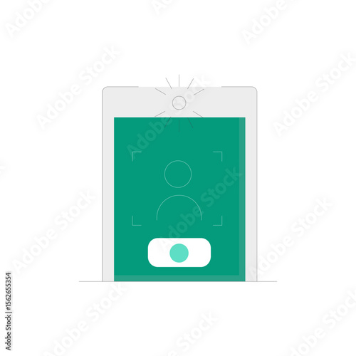 Modern mobile phone icon representing a person taking a selfie with a smartphone camera