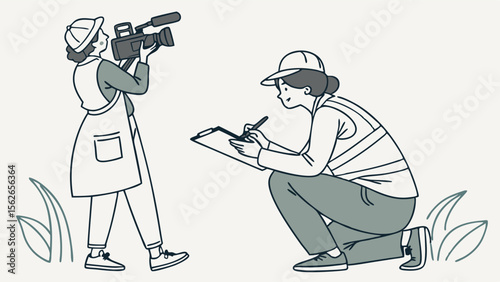 Field Research and Media Production Team Documenting Outdoors