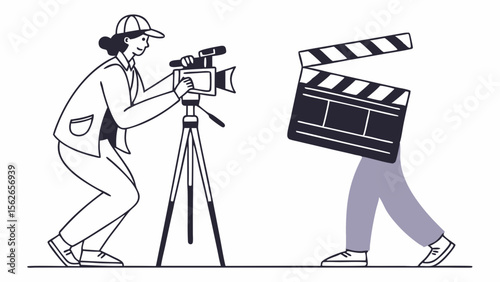 Filmmaking and Video Production Concept with Camera and Clapperboard