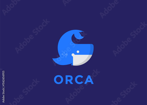 Stylized whale with fin logo design vector illustration