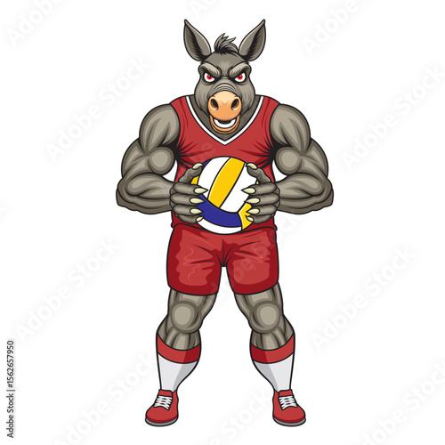 volleyball mascot donkey vector illustration donkey volleyball design
