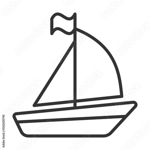 Sail Icon Outline Style. Vector Illustration Design