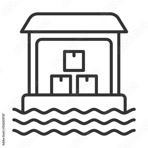 Warehouse Icon Outline Style. Vector Illustration Design